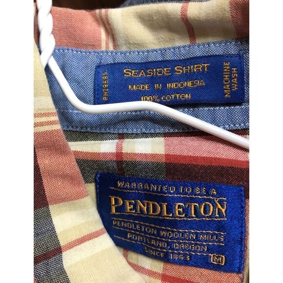 EUC Pendleton Plaid Button Down Orange M - Picture 5 of 5